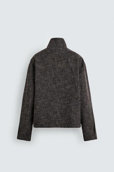 RELAXED FIT TEXTURED OVERSHIRT - Brown by Zara - Image 7