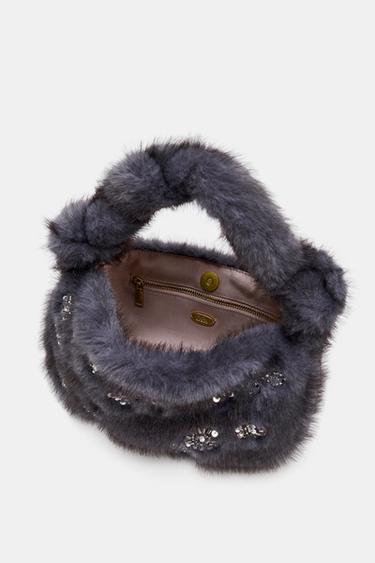 MINI SAC EFFET FOURRURE STRASS - Violet de Zara - Image 4