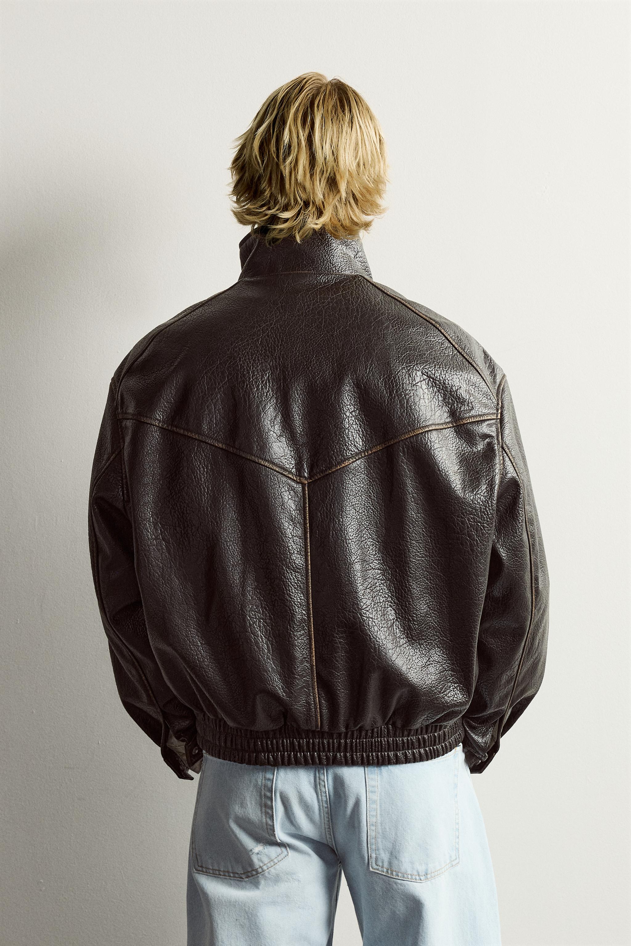 RELAXED-FIT FAUX LEATHER JACKET