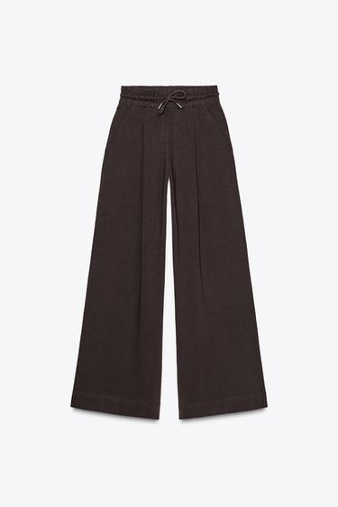 PANTALON LARGE - Chocolat de Zara