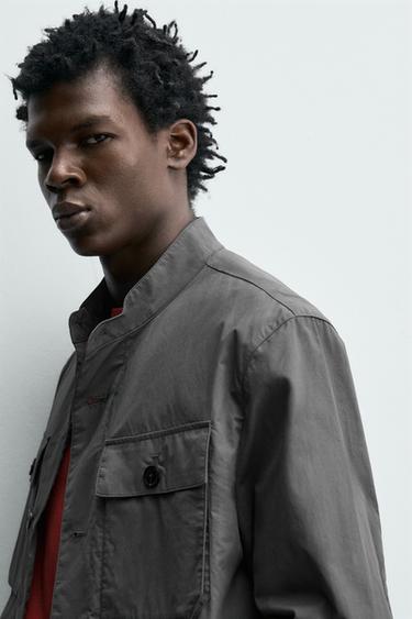 COTTON OVERSHIRT WITH POCKETS - Mid-grey by Zara - Image 5