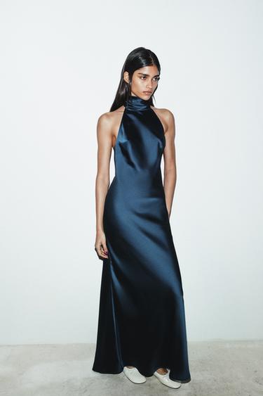 VESTIDO LARGO LAZADA - Marino de Zara - Imagen 0