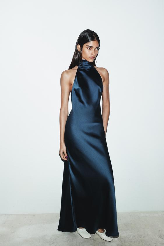 LONG DRESS WITH TIES - Navy blue by Zara - Image 0