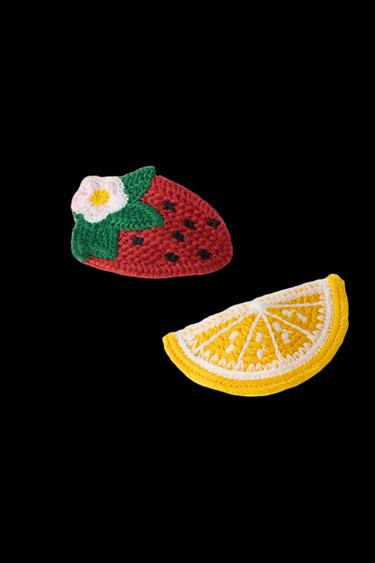 TWO-PACK OF CROCHET FRUIT HAIR CLIPS - Red by Zara
