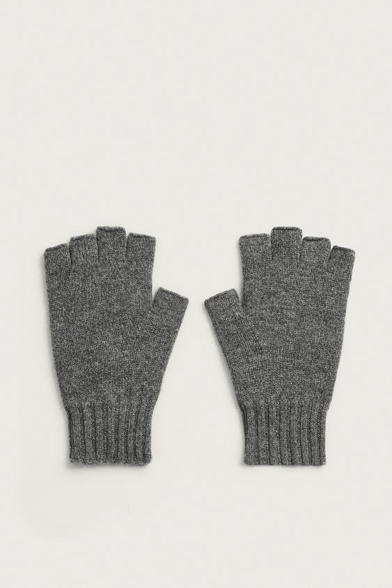 100% WOOL KNIT MITTENS - Grey by Zara - Image 0