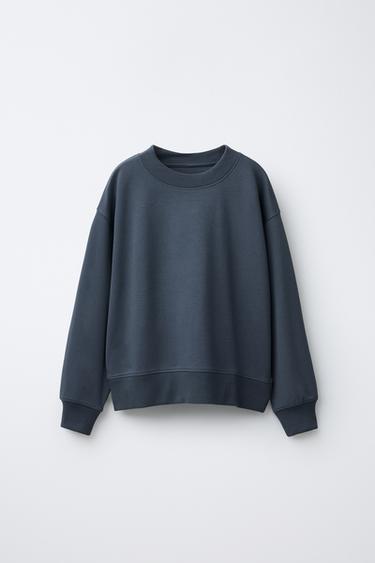 ENSEMBLE SWEAT ET PANTALON EN MOLLETON À JAMBES LARGES UNIE - Bleu / Acier de Zara - Image 1