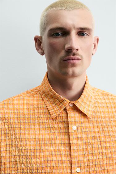 RELAXED FIT TEXTURED CHECK SHIRT - Oranges by Zara - Image 5