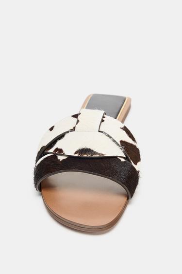 SANDALES PLATES EN CUIR - Multicolore de Zara - Image 4