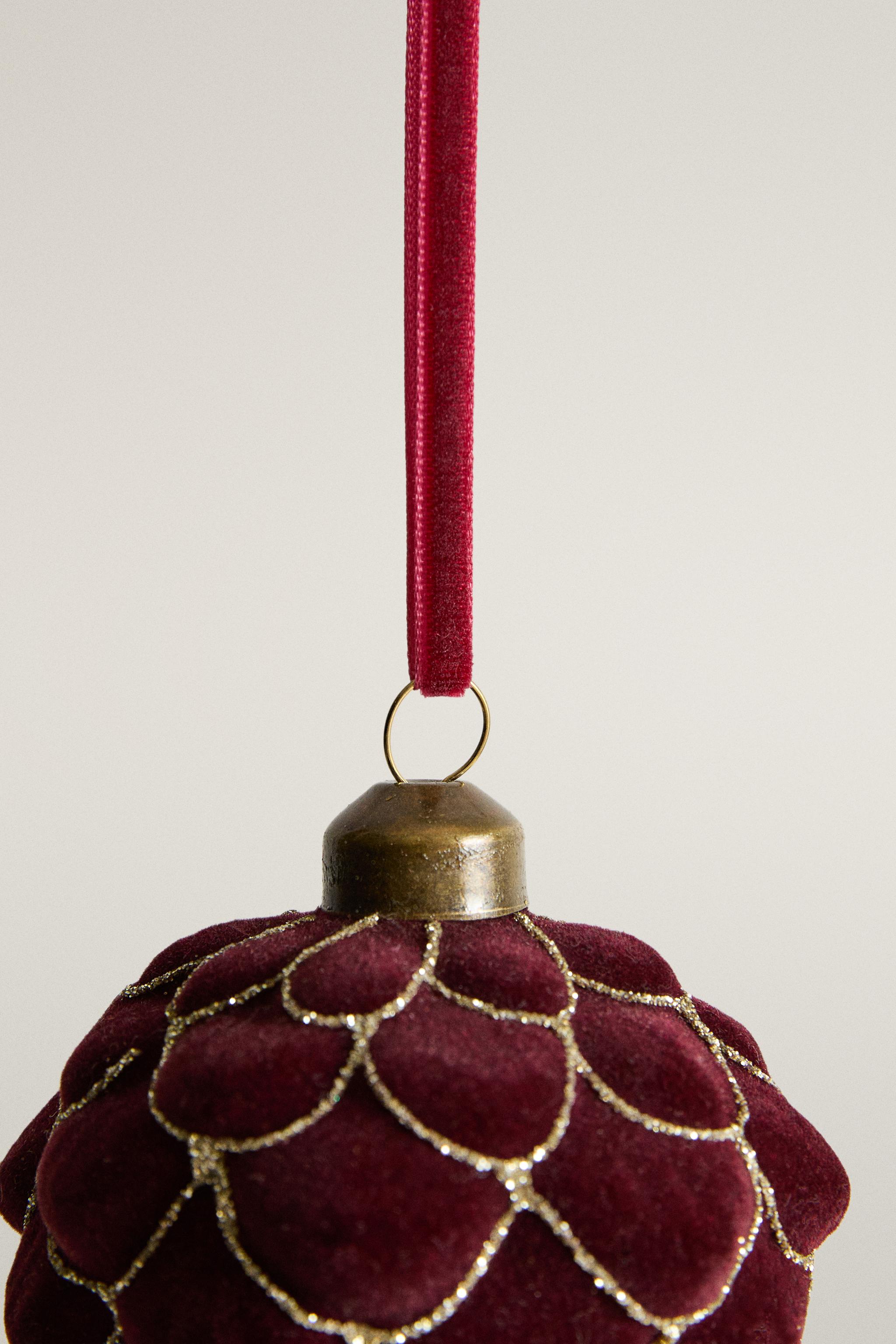 VELVET PINE CONE CHRISTMAS TREE DECORATION