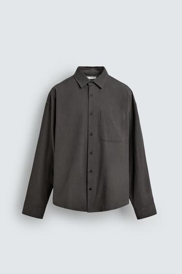 FLUID RELAXED FIT SHIRT - Dark grey by Zara