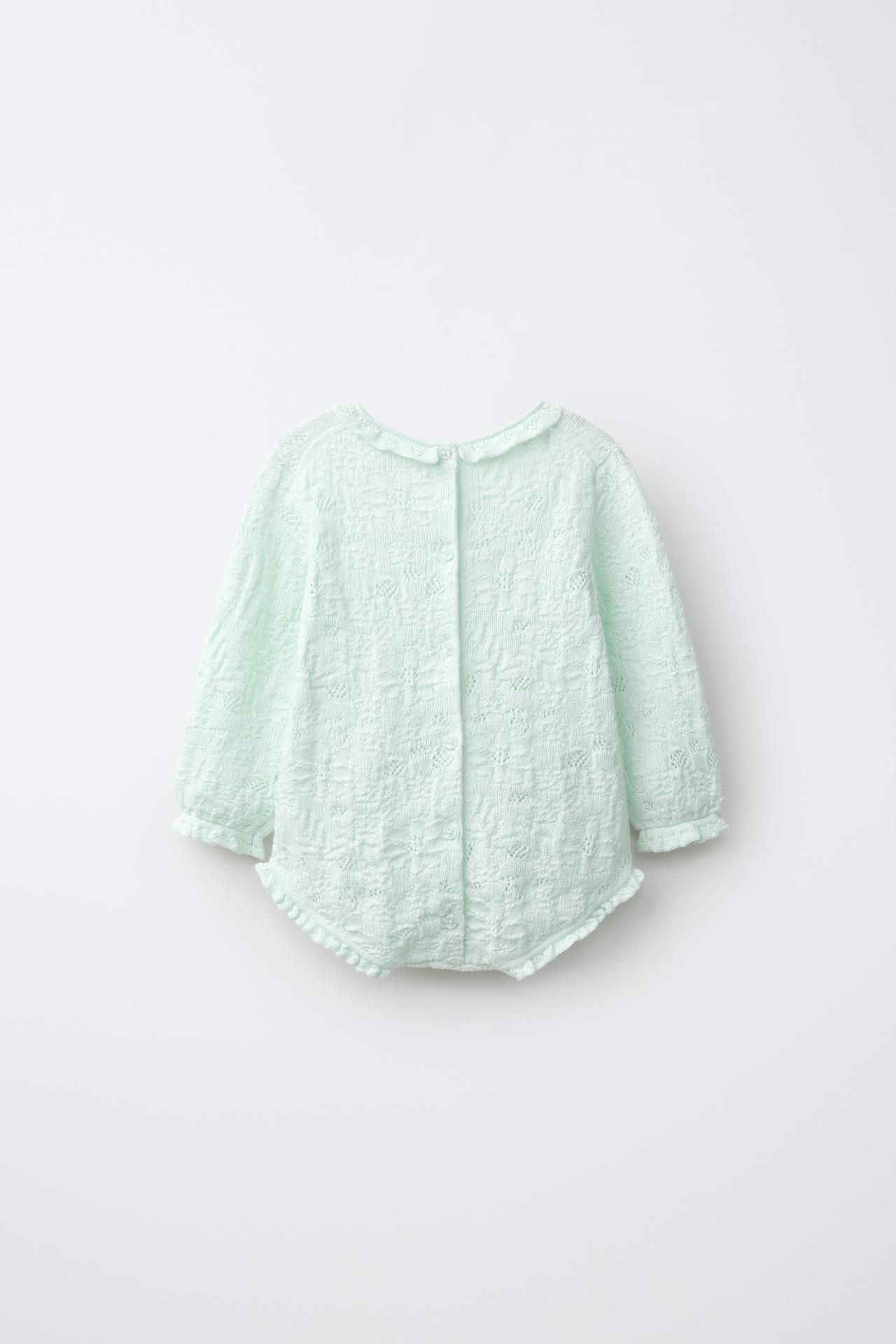 COTTON AND SILK KNIT BODYSUIT — Pastel green