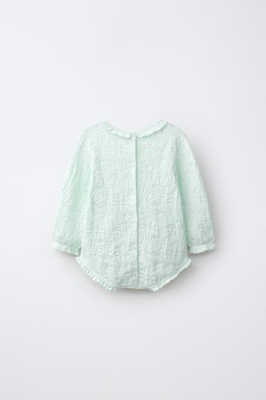 COTTON AND SILK KNIT BODYSUIT — Pastel green 2