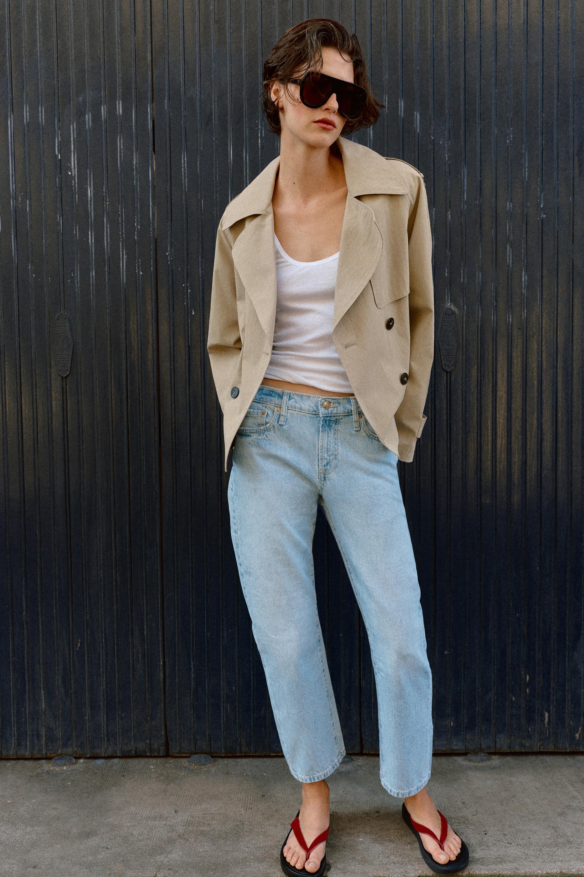 Jeans cropped tiro medio