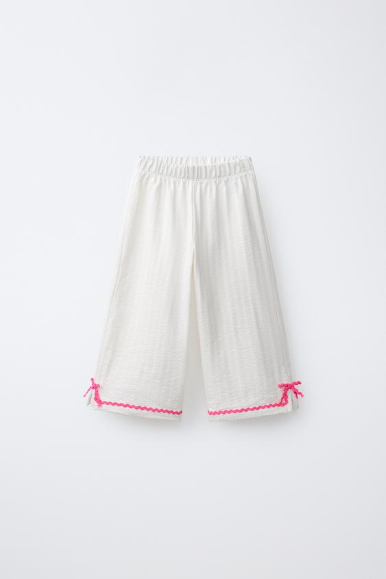 CONTRAST WAVE TEXTURED CULOTTES - Ecru by Zara - Image 0