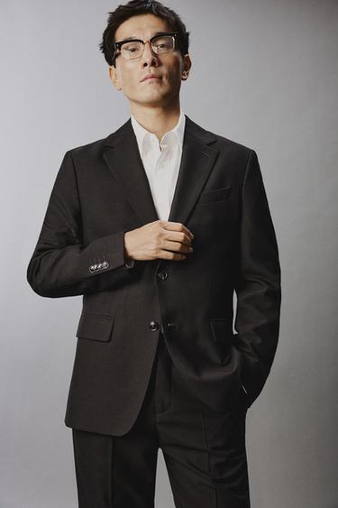 HOUNDSTOOTH SUIT BLAZER - Dark brown by Zara - Image 4