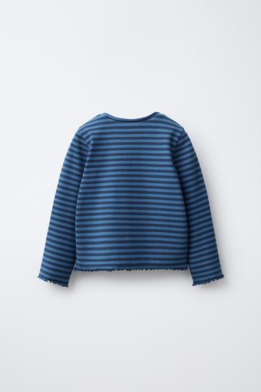 WOVEN STRIPE T-SHIRT - Blue by Zara - Image 1