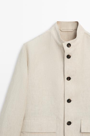 Surchemise 100 % lin total look - Beige de Zara