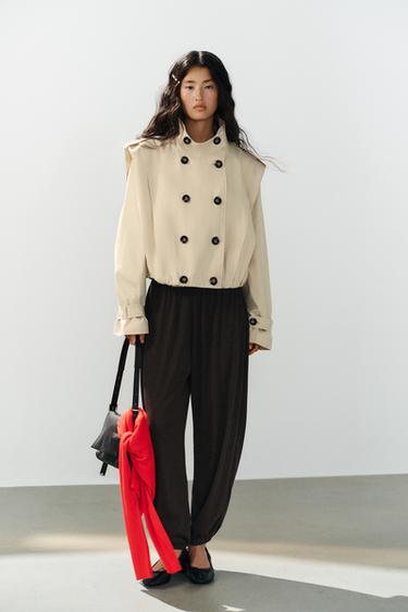 SHORT PLEATED TRENCH COAT - Sand by Zara