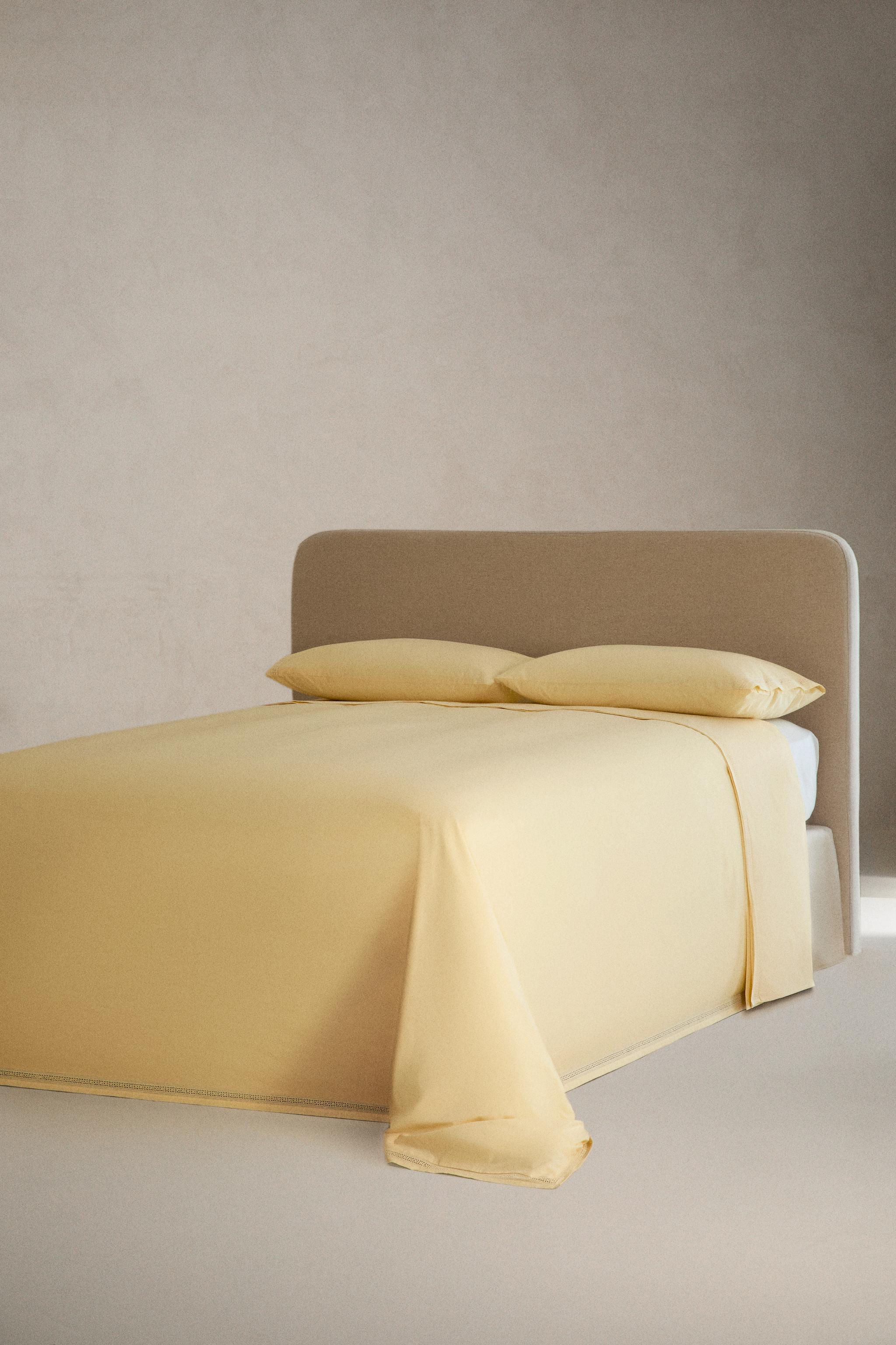 OPENWORK EMBROIDERY FLAT SHEET — Light yellow