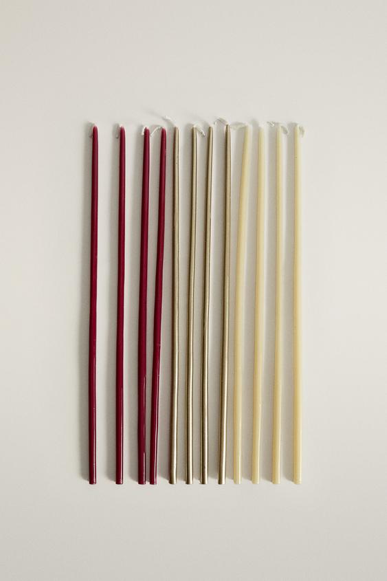 FINE CHRISTMAS DECORATIVE CANDLES (PACK OF 15) - White / Red by Zara - Image 0