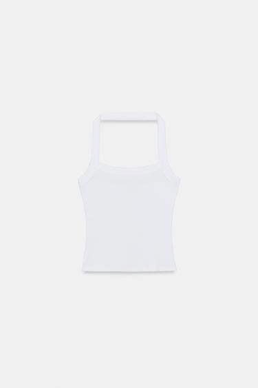 Zara HALTER TOP - White