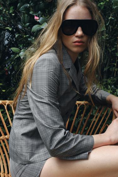 BLAZER À CARREAUX ZW COLLECTION - Noir / Écru de Zara - Image 2