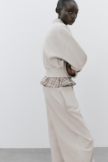 CONTRAST POPLIN SWEATSHIRT - Mid-ecru by Zara - Image 3