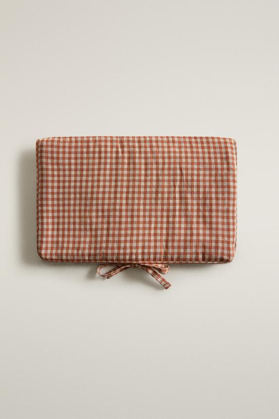 Zara Gingham Cotton Baby Wipe Holder, цвет: Тёмный оранжевый