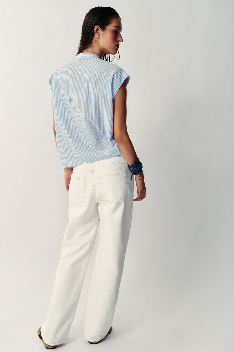 Blusa a rayas con hilo metálico y lazos 5