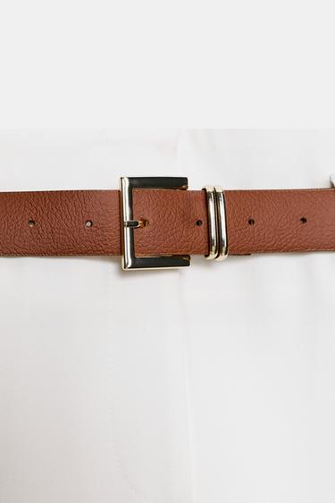 TROUSERS WITH TURN-UP CUFFS AND BELT - White by Zara - Image 9