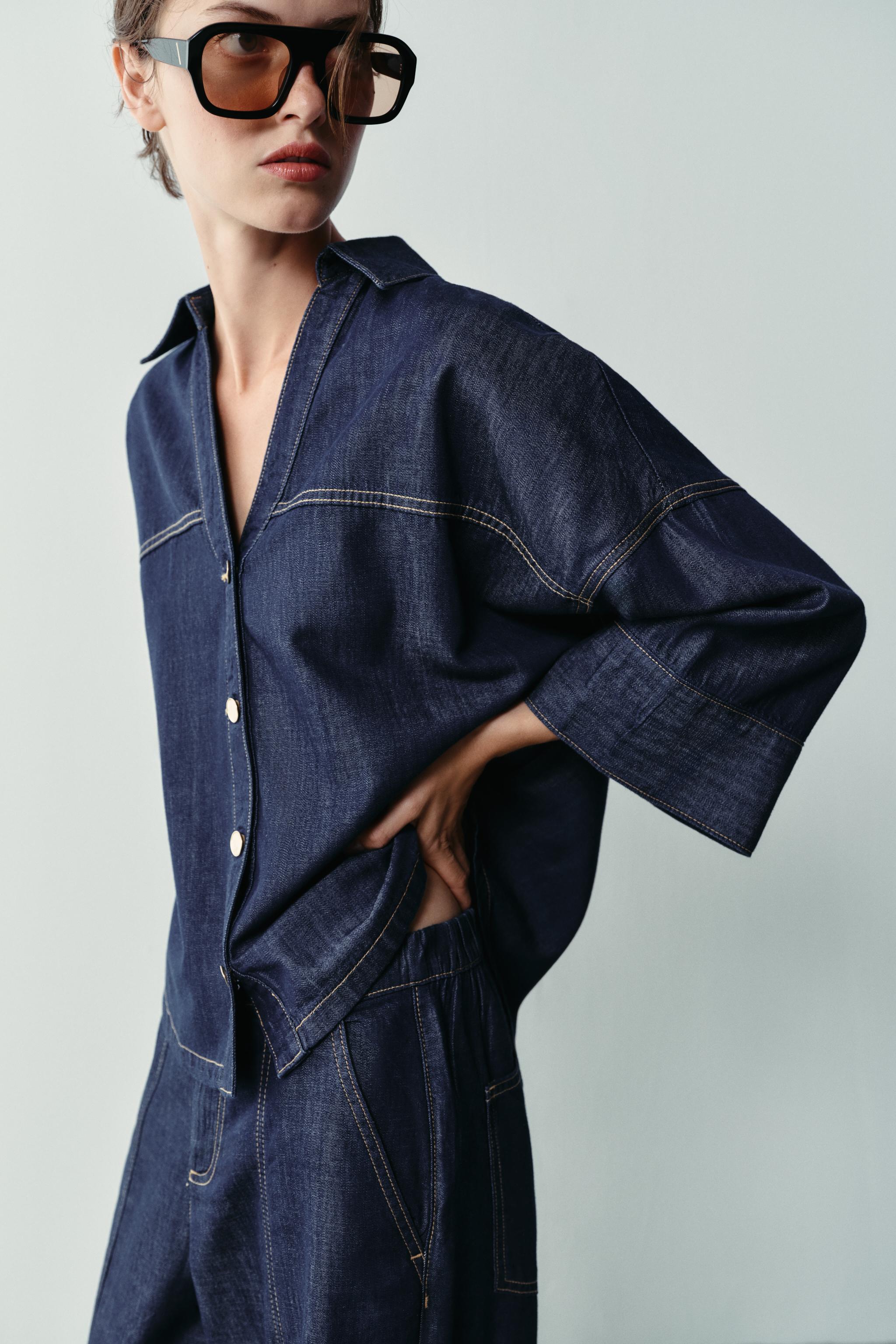Z1975 WIDE SLEEVE DENIM SHIRT — Blue