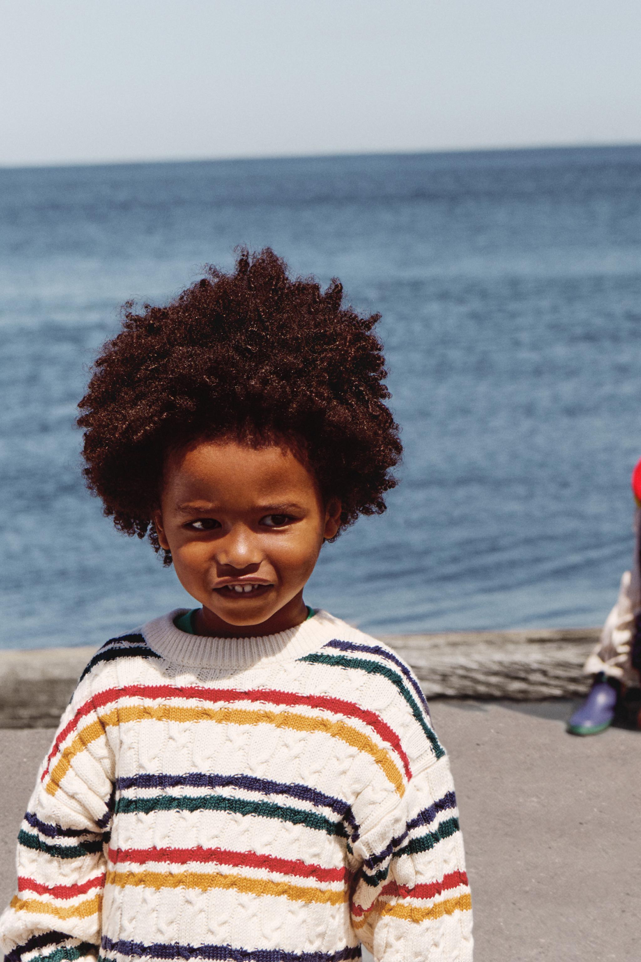 CABLE KNIT STRIPED JUMPER — Multicolored
