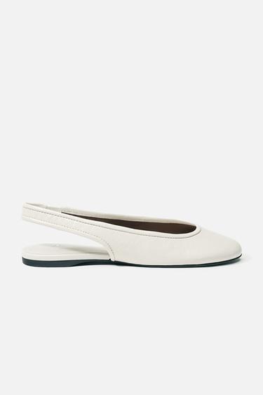 BAILARINA DESTALONADA PIEL - Blanco de Zara