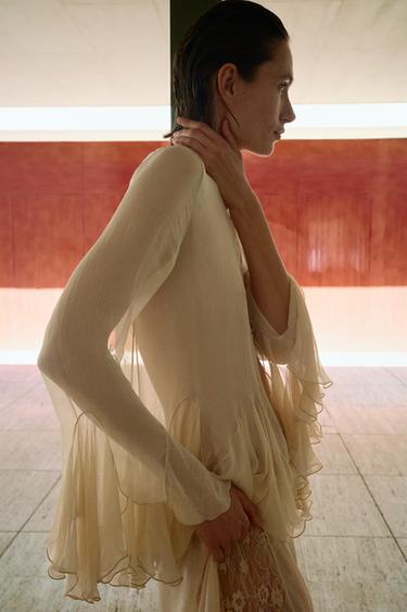 GEORGETTE SHIRT WITH RUFFLES - Ecru by Zara - Image 2