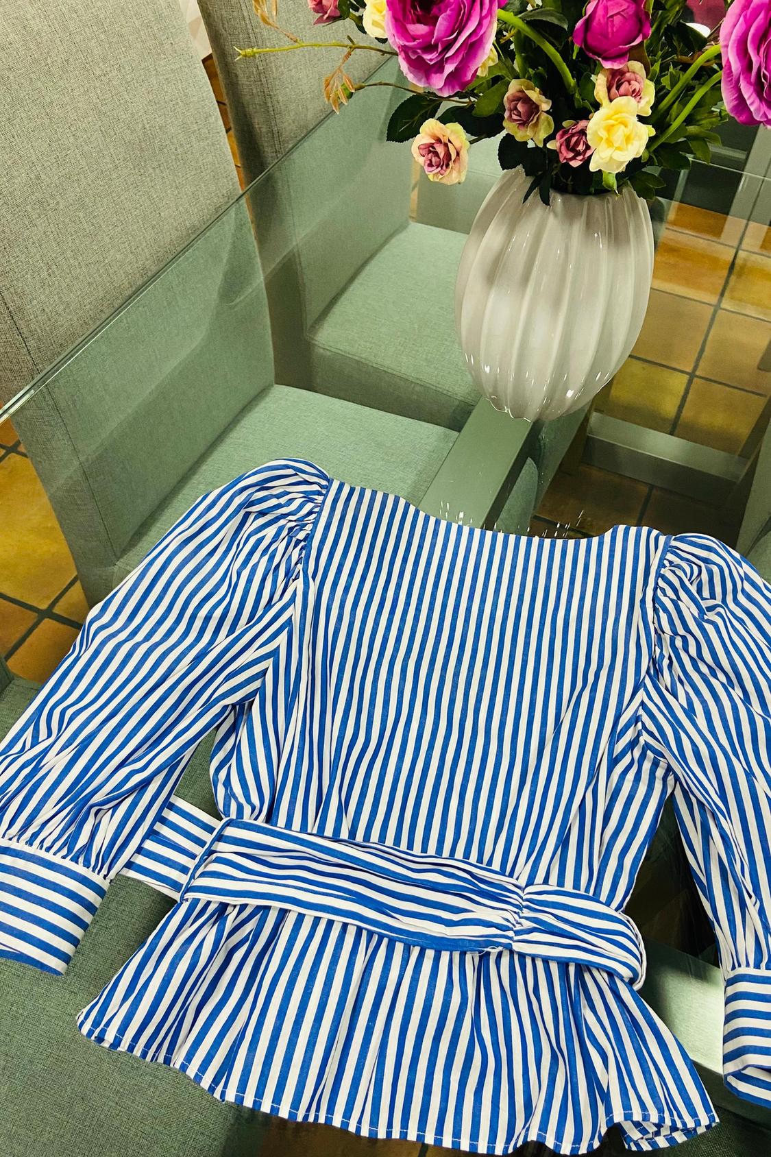 STRIPED TOP WITH BEJEWELLED BELT - Image 3