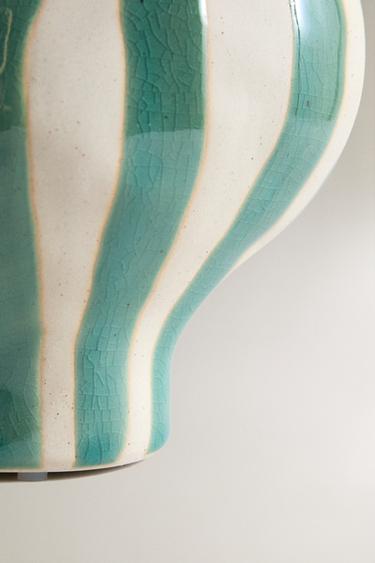 VASE DÉCORATIF CÉRAMIQUE IRRÉGULIER - blanc/turquoise de Zara - Image 2