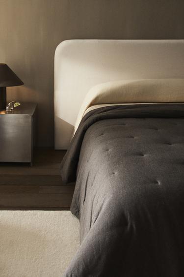 COTTON AND CASHMERE QUILT - Dark grey by Zara