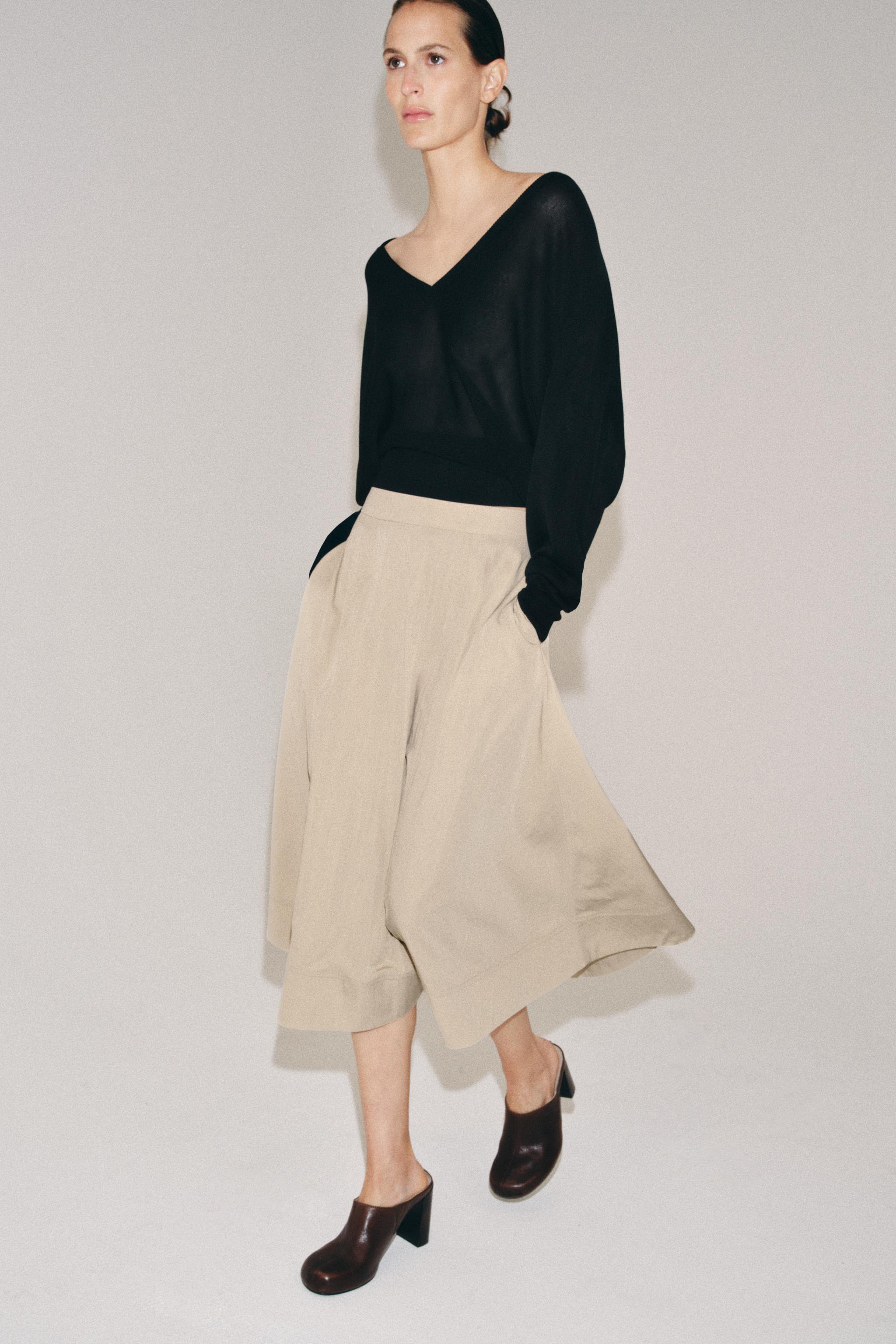 ZW COLLECTION CAPE MIDI SKIRT - Black | ZARA United States