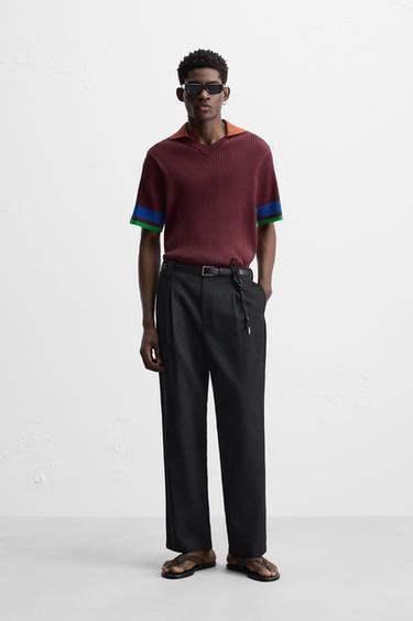 Zara VÄRVISEKTSIOONIDEGA SOONIKKOES POLOSÄRK - Burgundy - Pilt 0