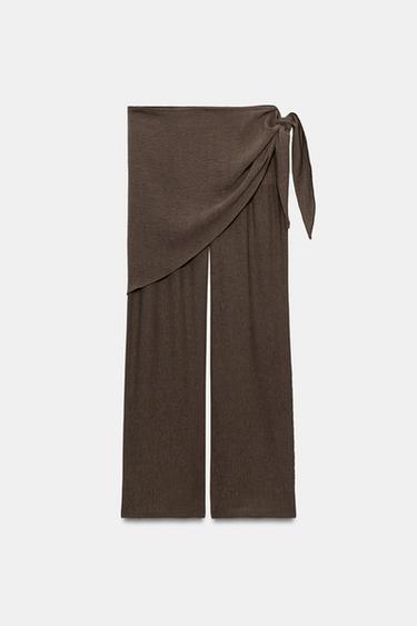 PANTALON TEXTURÉ À FOULARD - Marron de Zara - Image 5