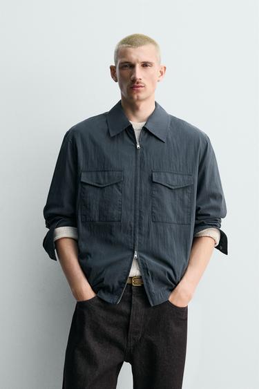 SOBRECAMISA FLUIDA REGULAR FIT - Marino oscuro de Zara