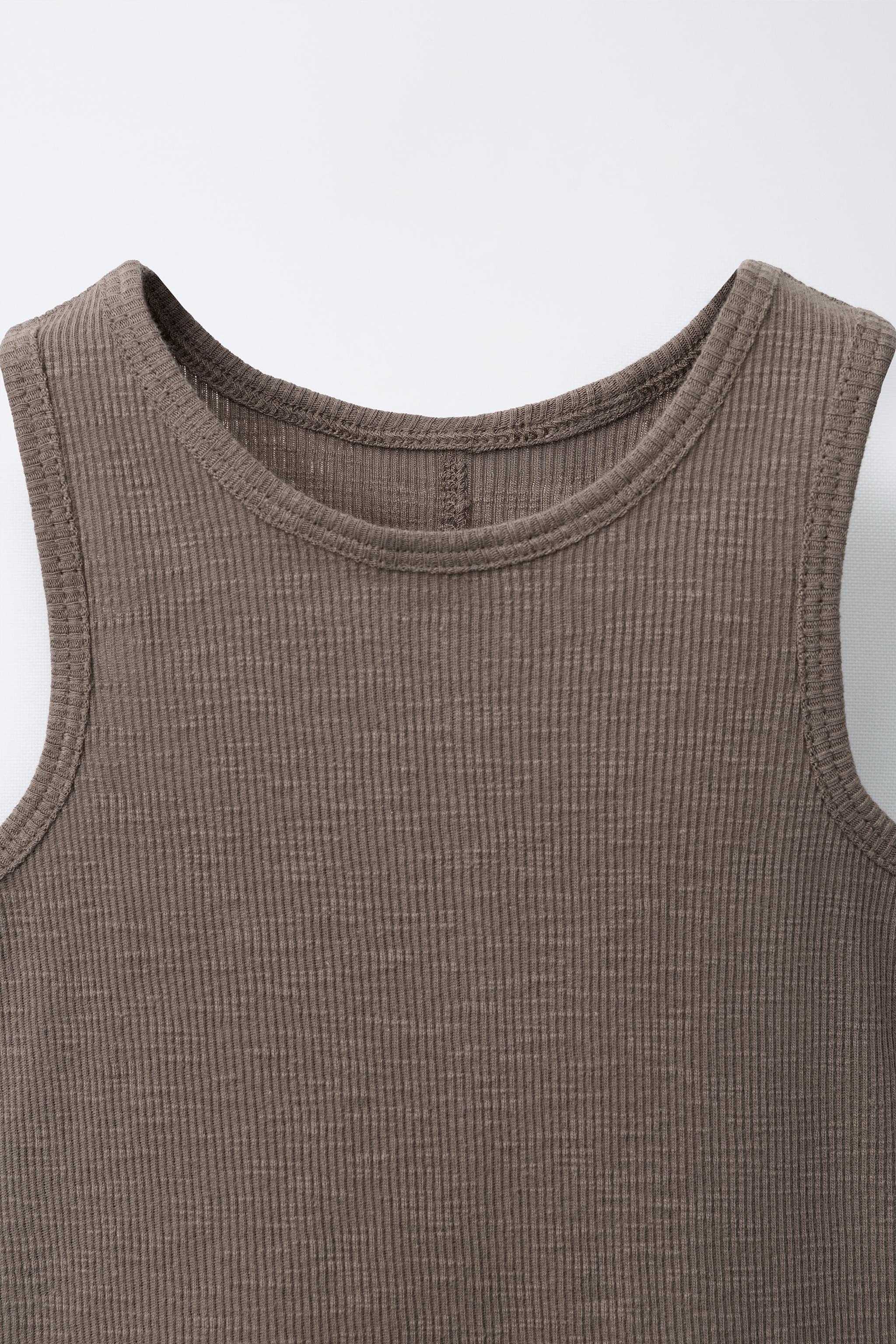 Детские футболки Zara RIBBED SLEEVELESS T-SHIRT — фото 4