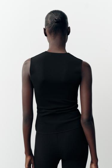 TOP STRETCH FIL MÉTALLISÉ - Noir de Zara - Image 4