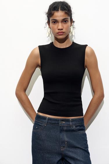 SLEEVELESS KNIT TOP - Black by Zara