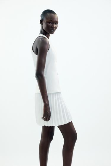 ROBE COURTE EN MATIÈRES VARIÉES - Écru de Zara - Image 4