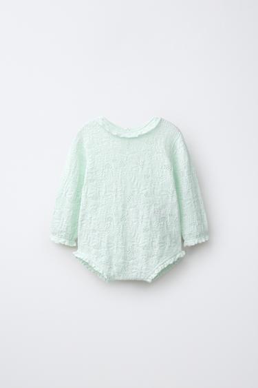COTTON AND SILK KNIT BODYSUIT - Pastel green by Zara