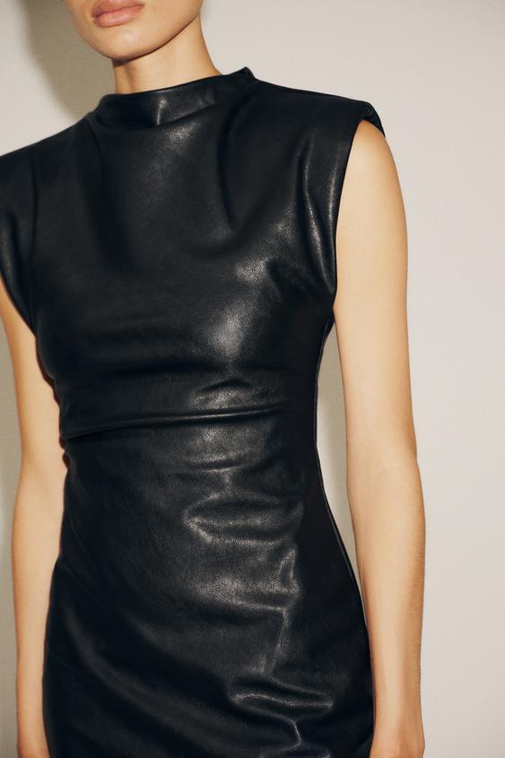 Leather Short Dress Sweetheart Leather Mini Dress