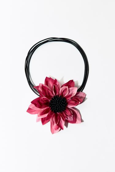 Zara CONTRAST FLOWER ROPE NECKLACE - Pink