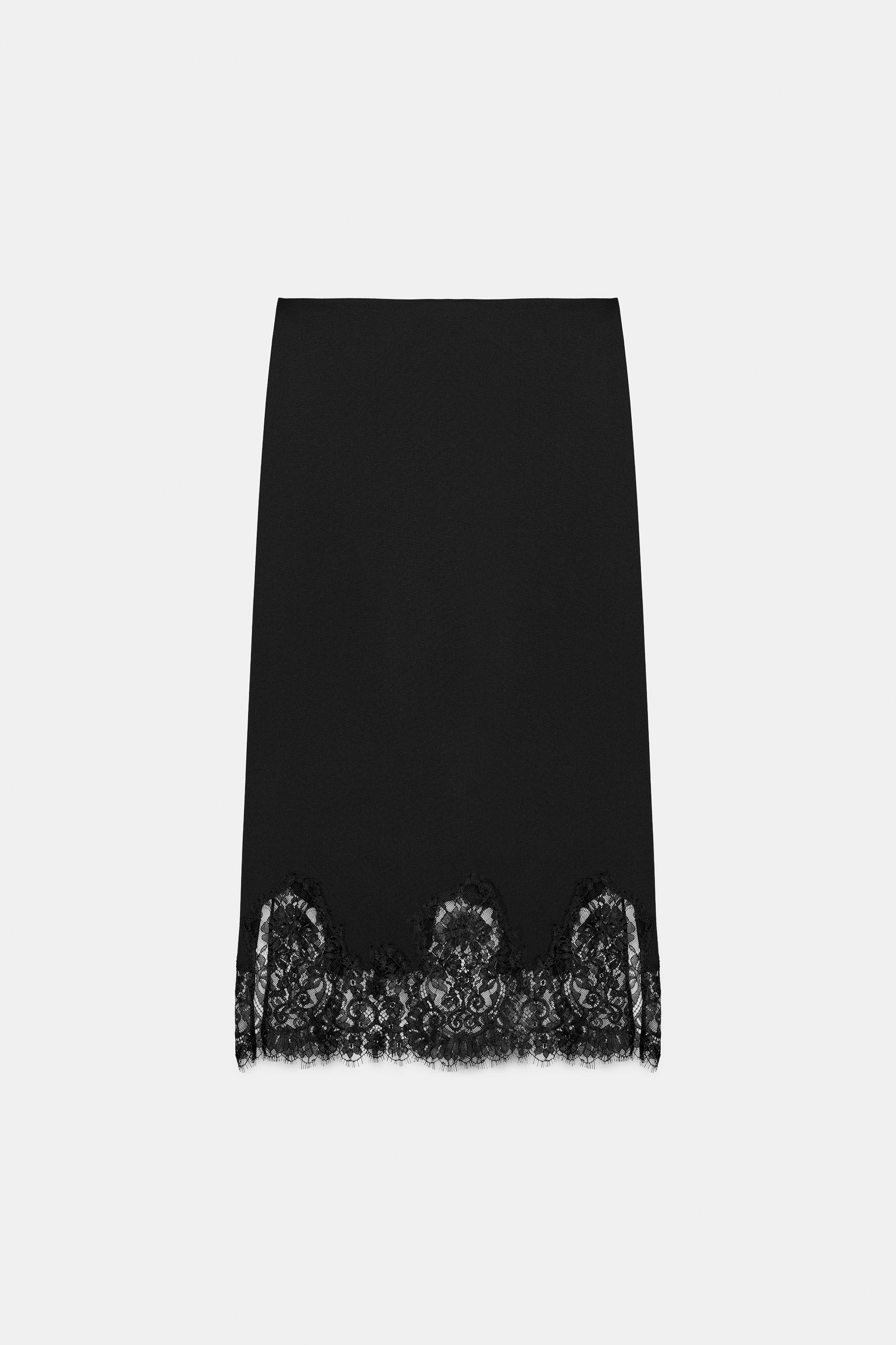 ZW COLLECTION レース ミディスカート - ブラック | ZARA Japan / 日本