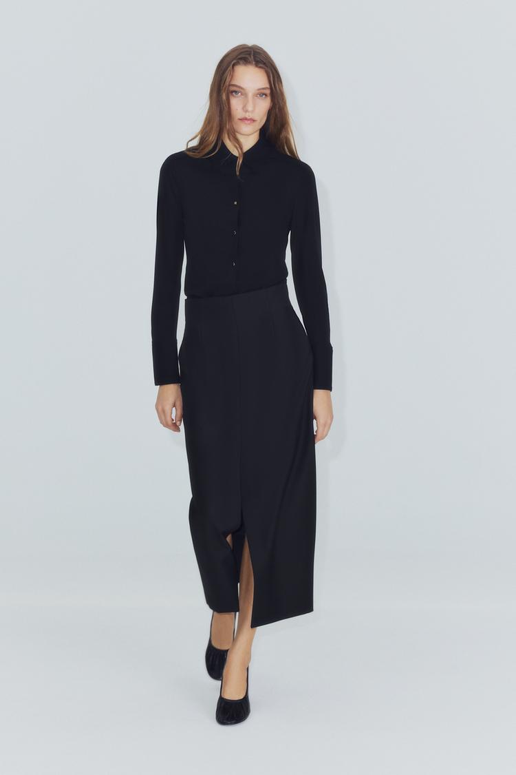 GOLD BUTTON SHIRT ZW COLLECTION — Black